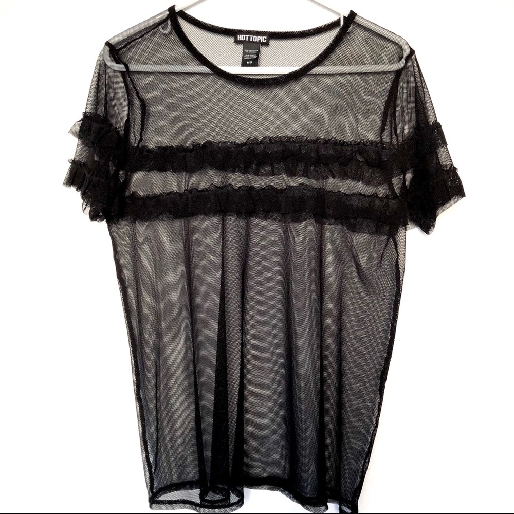 Hot Topic Sheer Black Ruffle Mesh Top - Picture 3 of 5